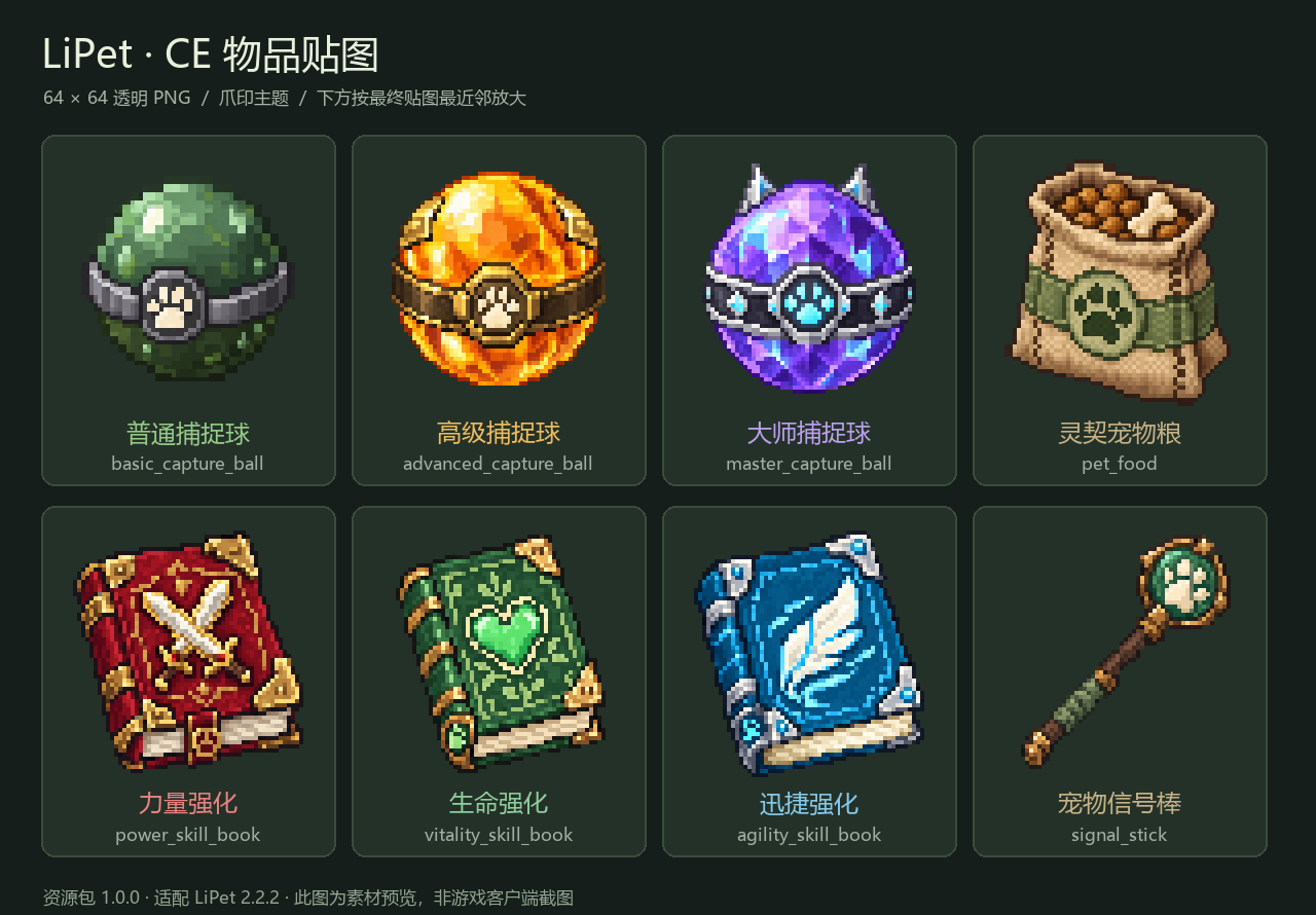 8 种 CE 物品贴图预览
